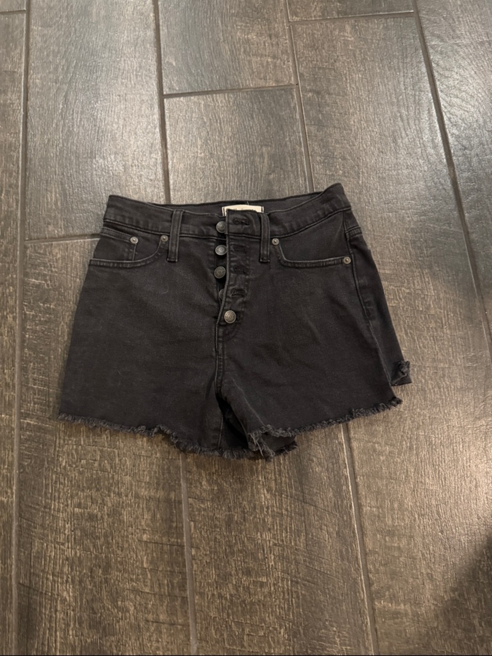 Madewell Black High-Rise Button-Fly Denim Cutoff Shorts